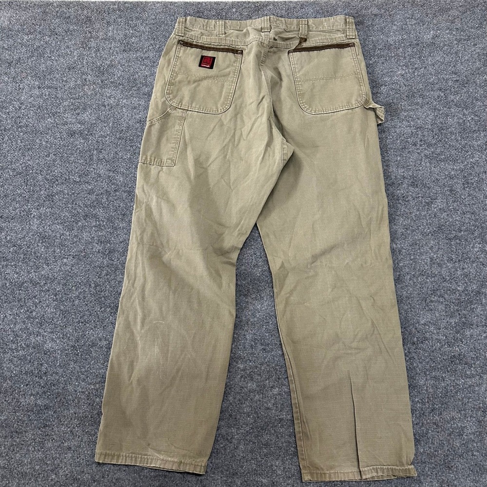 Wrangler Carpenter Pants Mens Size 38x32 Tan RIGGS Workwear Ripstop Cotton